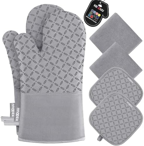 KEGOUU Oven Mitts and Pot Holders 6pcs Set, Kitchen Oven Glove High