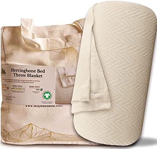 Mayfair Linen Cotton Throw Blankets for Bed King Size - Herringbone
