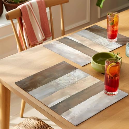 Placemats Set of 8, Rustic Wood Barn Woven Placemat, Linen Place Mats