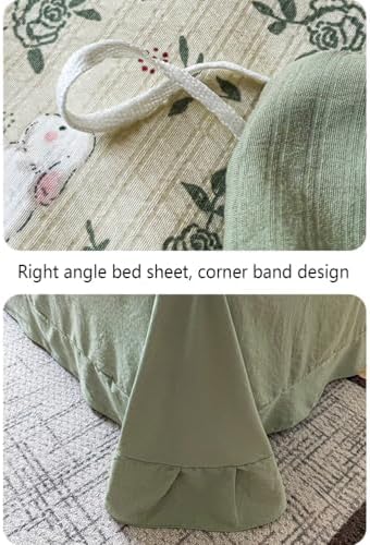 Queen Size Duvet Cover Set, Floral Knitted Cotton Bedding Comforter