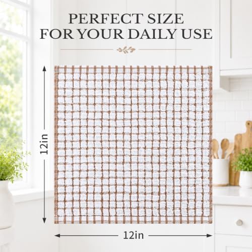 Homaxy 12 Pack Terry Kitchen Dish Cloths, 12"x12", Brown