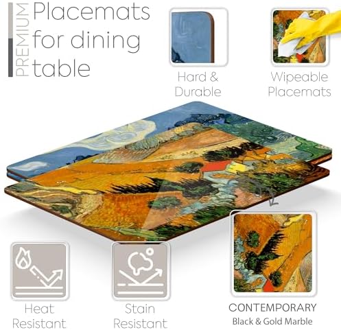 Set of 4 Heat Resistant Cork Placemats for Dining Table with Free Set