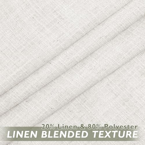 Fcosie Beige White Extra Long Natural Linen Curtains 120 Inches Long