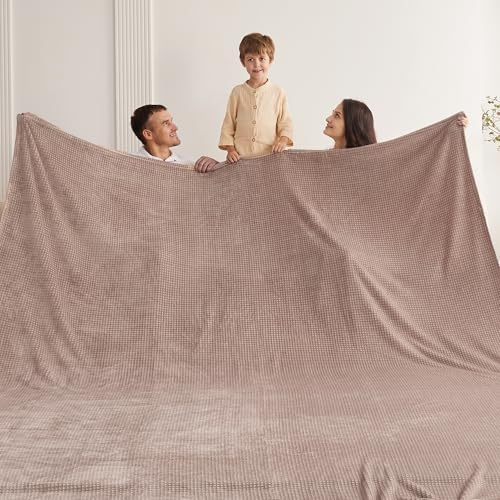 Oversized King Fleece Blanket 120x120 Inches, Seamless Soft Cozy 3D