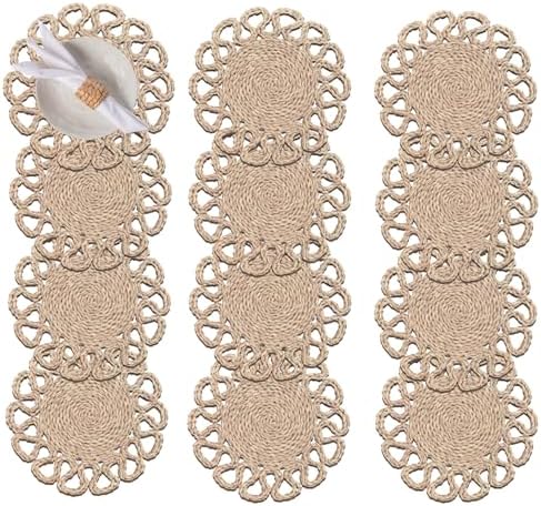 13.8" Set of 12 Round Seagrass Placemats by Laquedecraft