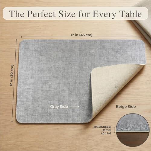 Faux Leather Placemats Set of 6, Reversible Luxury Table Mats
