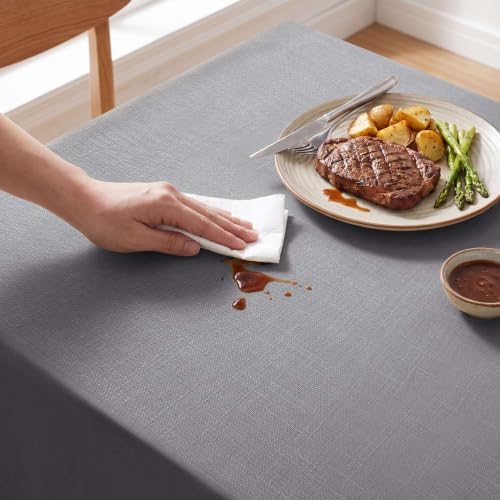 H.VERSAILTEX Linen Textured Table Cloths 60 x 120 Inch Premium Solid