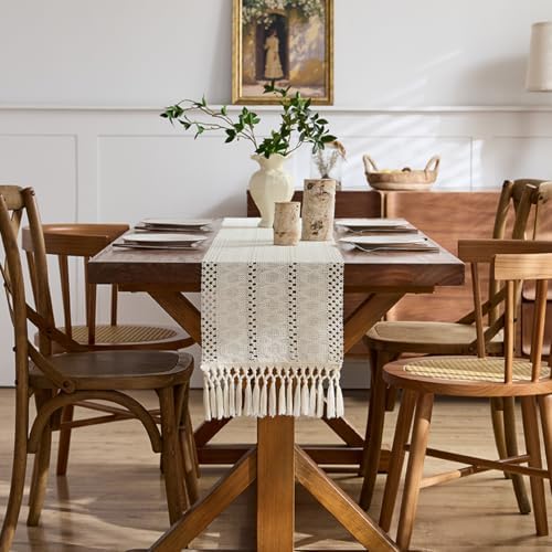 Baccessor Beige Farmhouse Table Runner for Fall Home Decor