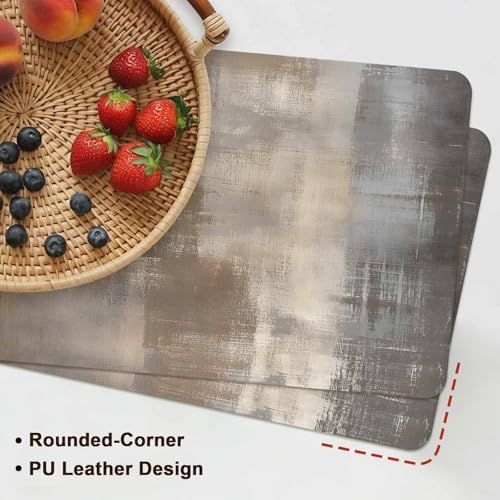 Vintage Brown Beige White Leather Placemats Set of 6,12x18