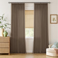 TWODRAPES 96 Inch Pinch Pleated Linen Curtains 2 Panels Set Light