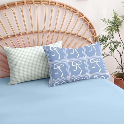 Nayoroom Plaid Duvet Cover Queen Reversible Blue Patchwork Coastal