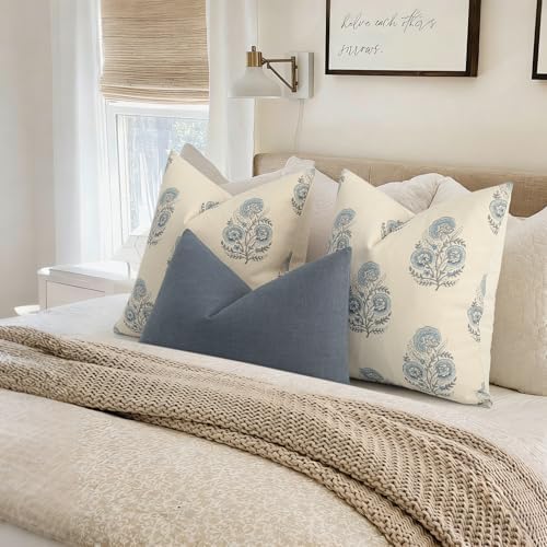 YCOLL Vintage Floral Print Pillow Covers 22x22 Set of 2 Patterned