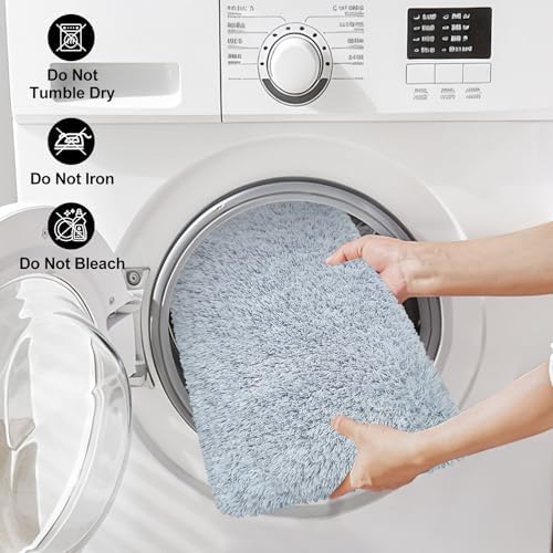 Bathroom Rugs 60"x24", Fluffy Soft Thick Absorbent Bath Mat Rubber
