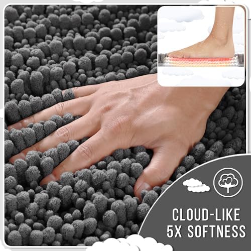 Yimobra Bathroom Rugs Sets 2 Piece, Super Absorbent Bath Mat Set, Dark