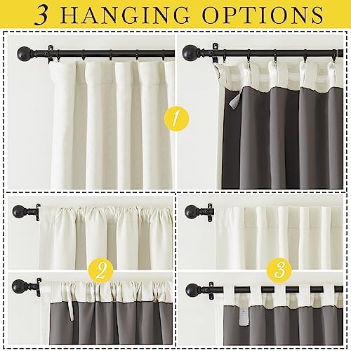 NICETOWN Natural Faux Linen 100% Blackout Curtain Single Panel