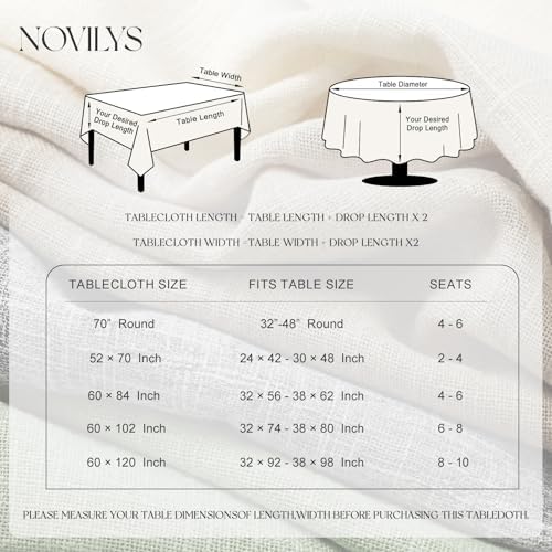 NOVILYS Rectangle Tablecloth with Linen Textured, 60 x 120 Inch