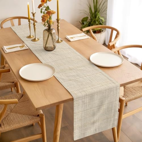 Beige Rustic Table Runner 108 Inches Long Farmhouse Dress Scarves