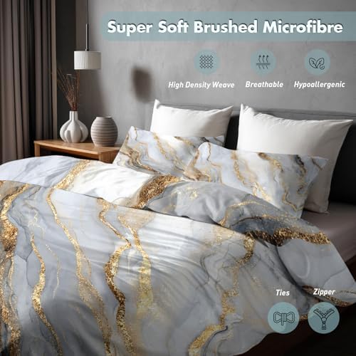 Abstract Duvet Cover Queen Size, Modern Marble Pattern Bedding Set