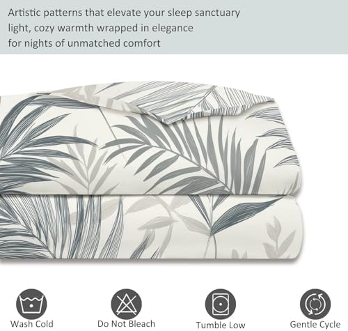Gray Beige Duvet Cover King - Modern Decorative Plant Palm Leaf