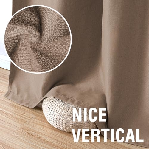 H.VERSAILTEX Linen Blackout Curtains 96 Inches Long for Bedroom/Living
