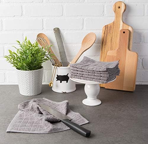 DII Basic Terry Collection Solid Windowpane Dishcloth Set, 12x12