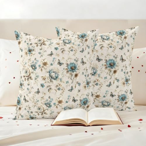 Vintage Tulip Outdoor Pillow Covers 18"x18" Set of 2,Waterproof Throw