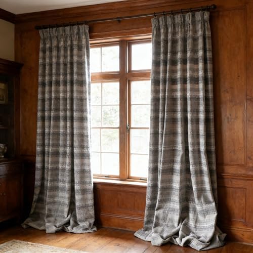 Neutral Farmhouse Curtains for Living Room 72 Inches Long, Rod Pocket