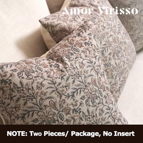 Amor Virisso Floral Throw Pillow Covers 18x18 Set of 2 Couch Pillows