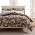 Zusbest Grey Brown Duvet Cover Set Queen Size 100% Cotton Shabby
