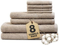 Bath Towels Set of 8 – 100% Ring Spun Cotton (Beige) Bathroom Towel
