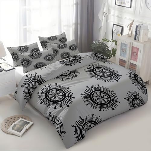 King Duvet Cover Set Minimalist Wheel Pattern Soft Microfiber