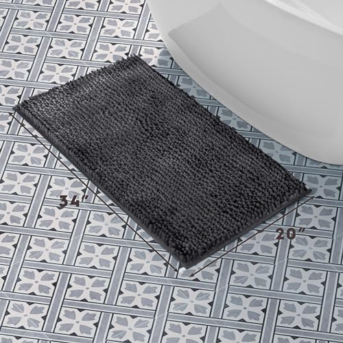 Laura Ashley Butter Chenille Bath Rug, Absorbent Shaggy Bathroom Mat