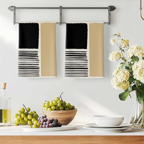 Beige Kitchen Towels Set of 3, Absorbent Dish Towels for Kitchen
