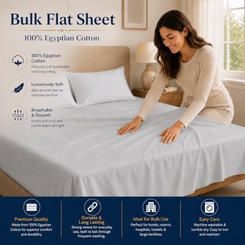 USSG HOMEBEDDING Full XL Flat Sheet Only, 100% Cotton Flat Sheet, 1000