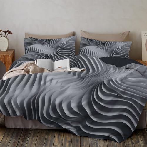 Abstract Fluid 3D Relief Duvet Covers Queen Size, Brushed Microfiber