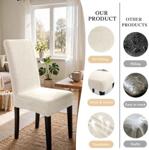 Chair Covers for Dining Chairs,Kitchen Chairs Cover Set of 6,Beige