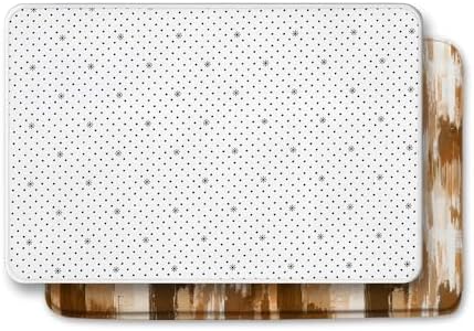 4PC Abstract Brown and White Brushstroke Bath Mat Sets Oil Painting