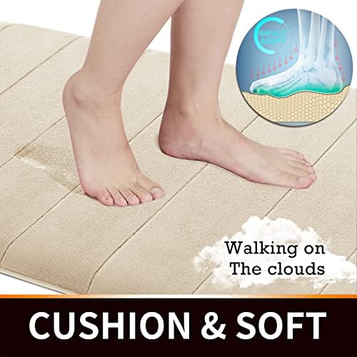 Yimobra Memory Foam Bath Mat Set, 2 Piece, Cream White