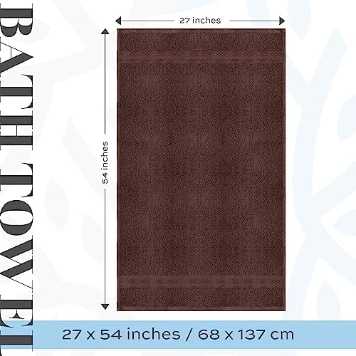 White Classic 4 Brown Bath Towels 27 x 54 and 2 Bath Sheet Towels 35 x