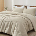 PHF Ultra Soft Waffle Comforter Set 3 Pieces California King, Linen