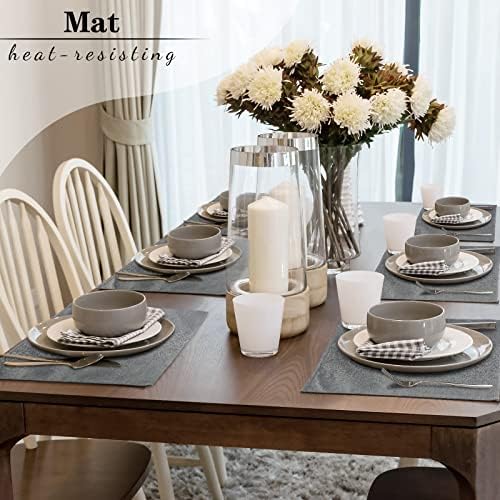 Sieral 12 Set Cloth Placemats Rectangle Dining Table Placemat, Dark