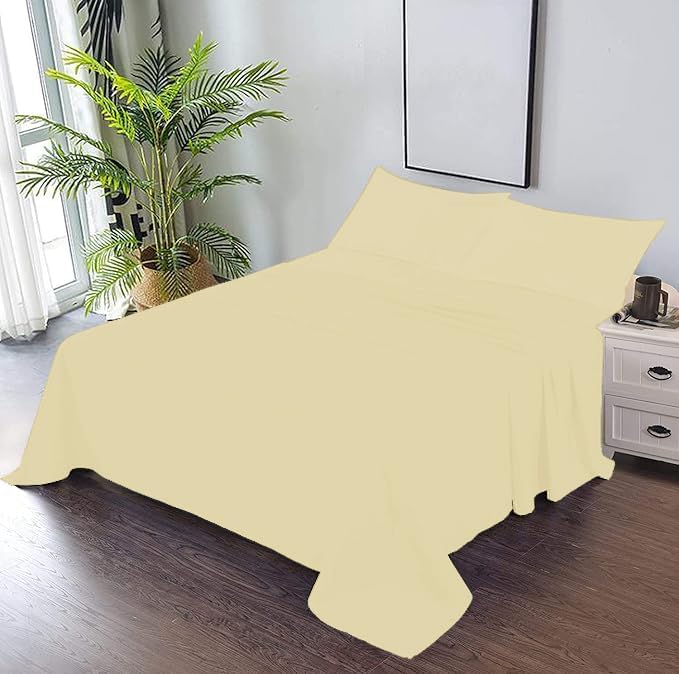 3 Piece Luxury Queen Size (92" X 102") Flat Sheet 800 Thread Count