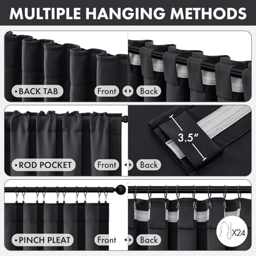 MIULEE Grey Pinch Pleat Blackout Curtains 40x84 Inch Length 2 Panels
