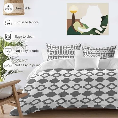 Vintage Bohemia Duvet Cover Set, Abstract Geometric Art Simple Boho