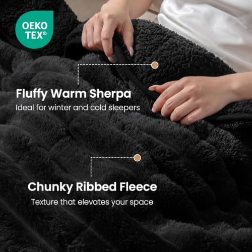 Drewin Weighted Blanket for Adults Queen Size 20lbs, Black Throw