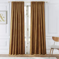 Timeper Gold Brown Blackout Back Tab Velvet Curtains 52x72 inches 2Pcs