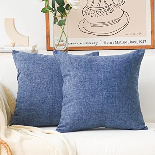 Home Brilliant Linen Decorative Pillow Cover Burlap Denim Throw Pillow