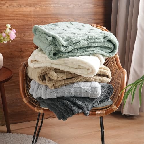David's Home Fleece Blanket King Size, Lightweight Soft Checkered