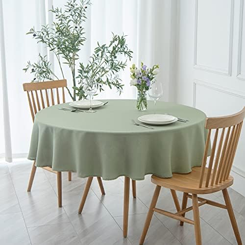 maxmill Round Textured Tablecloth Spill-Proof Wrinkle Free Soft