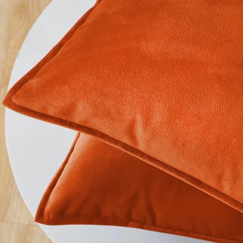 VAKADO Burnt Orange Rust Fall Velvet Throw Pillow Covers 18x18 Set of